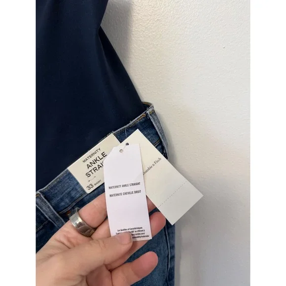 Abercrombie & Fitch Maternity Ankle Straight Jean – Dark  – Size 33 Short – NWT - Picture 4 of 6